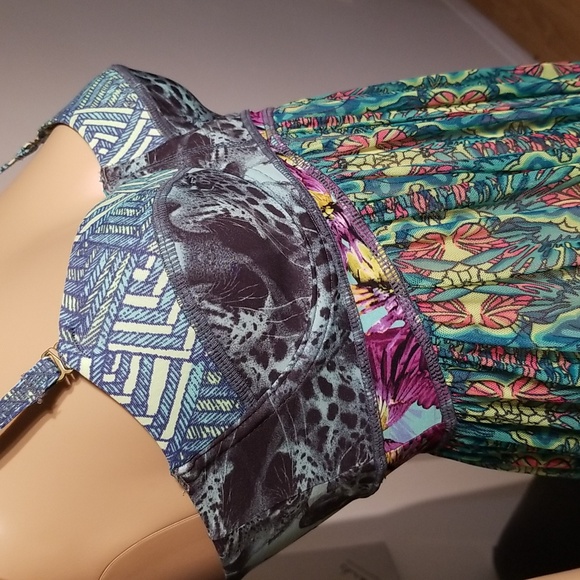 Maaji Beach Coverup Maxi Dress / Sz M / Animal-print bra top, multicolored skirt - Picture 4 of 15